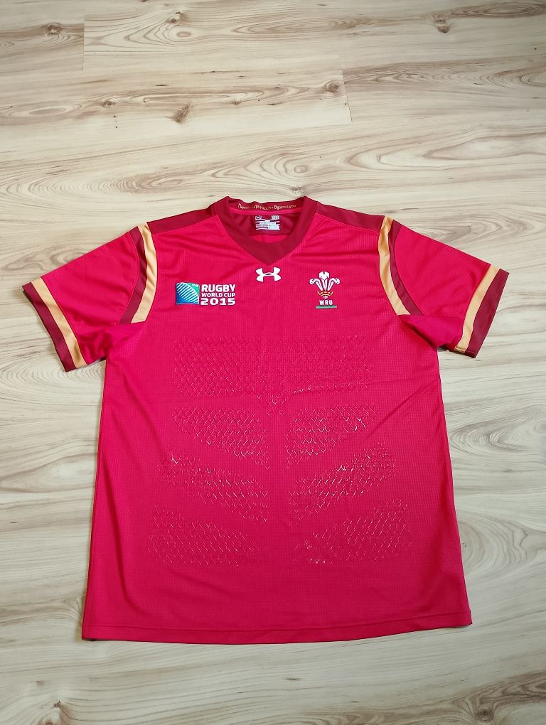 Czerwona Koszulka Sportowa Klubowa Under Armour Rugby World Cup 2015