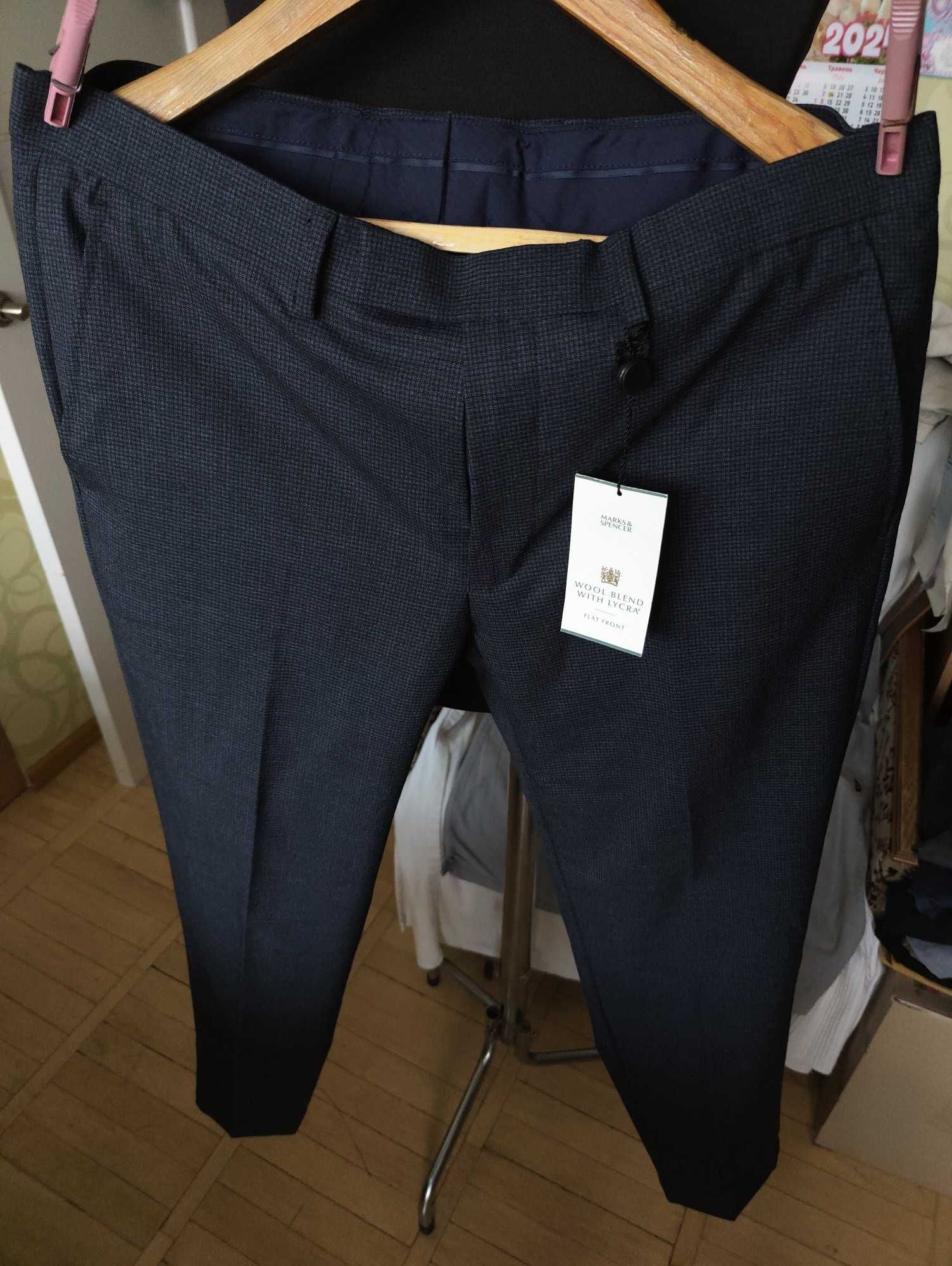 Джинсы брюки Marks&Spencer wool trousers United Kingdom w34 navy.