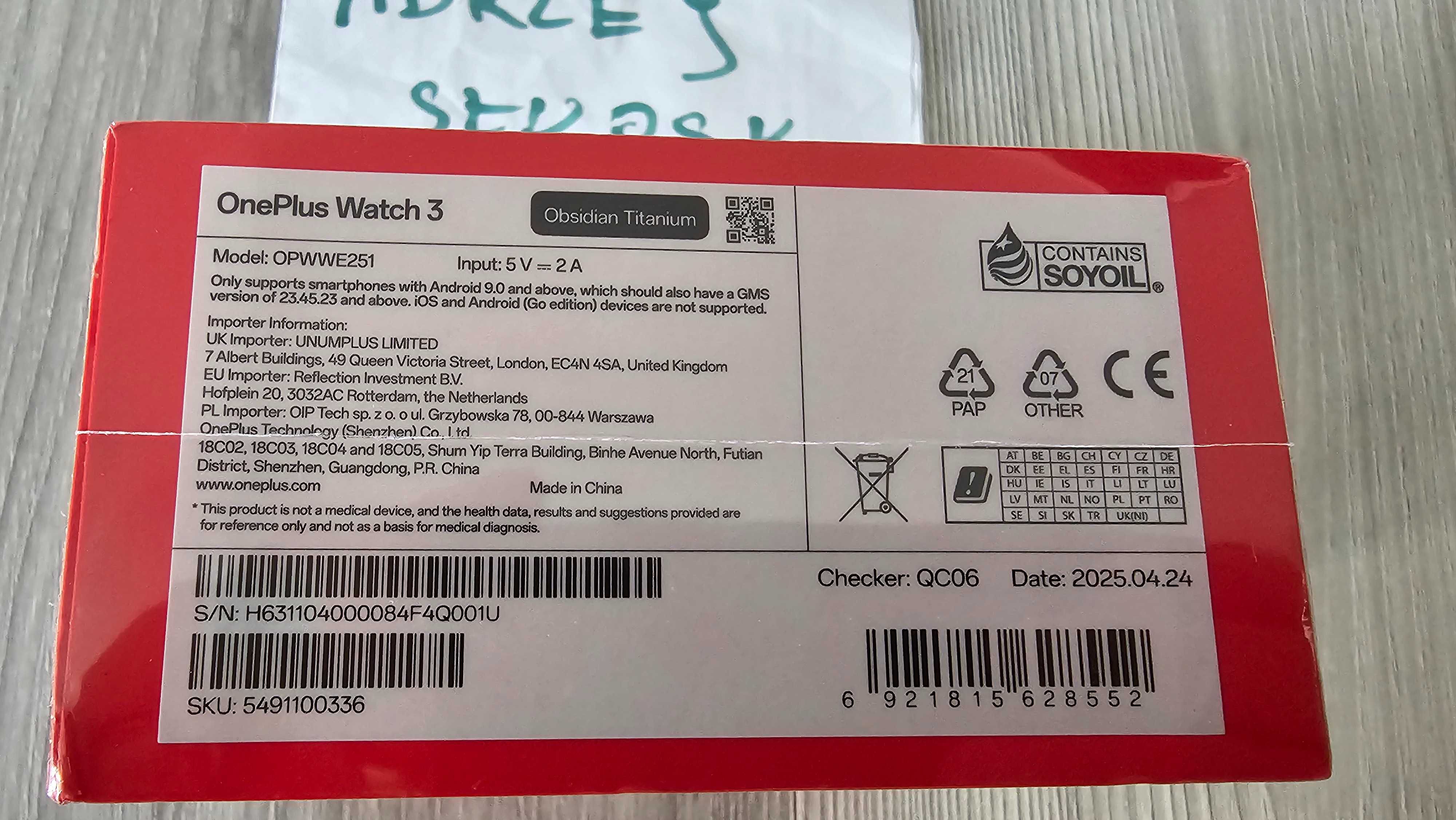Fabrcznie Nowy OnePlus Watch 3 Zaplombowany Oryginalny Polski czarny