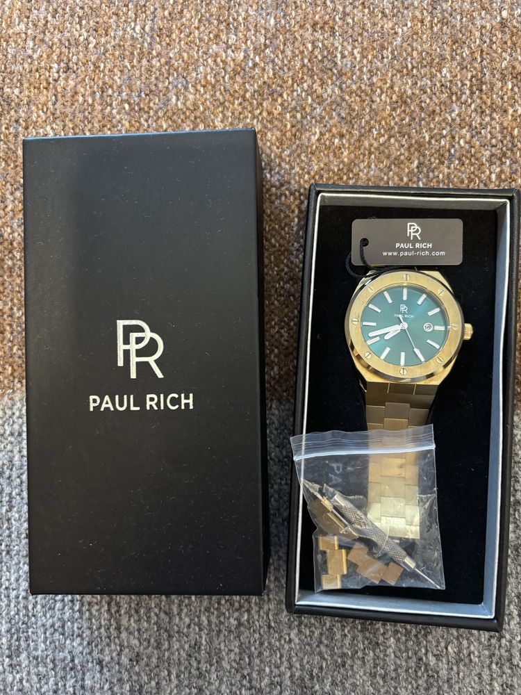 Paul Rich Gold Stainless Steel Watch Green Dial, Date Display