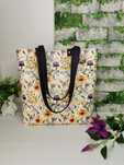 Torebka shopper bag handmade zamykana ekoskóra  - żółte kwiaty
