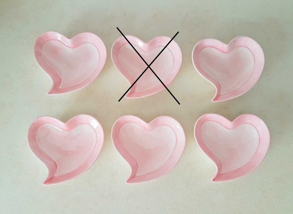 Conjunto 5 pires coração em cerâmica pintados à mão