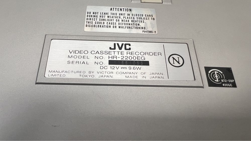 Camara e video gravador VHS JVC HR-2200EG GX-88E