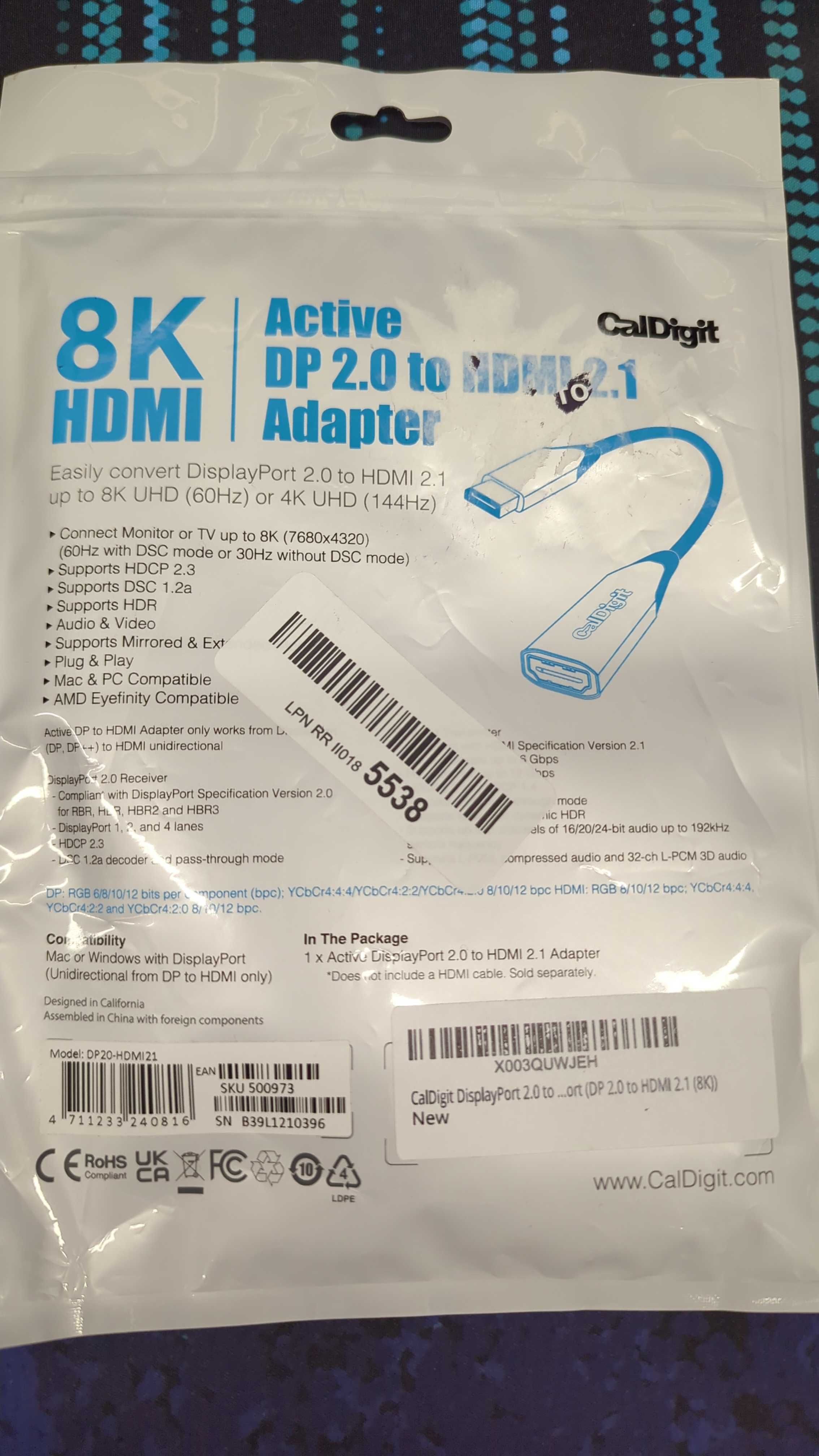 Активні адаптери DisplayPort 1.4 to HDMI 4k 120Hz, 8k 60Hz, HDR 4320p