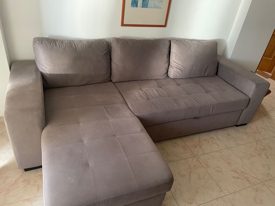 Sofá-cama grande com chaise longue