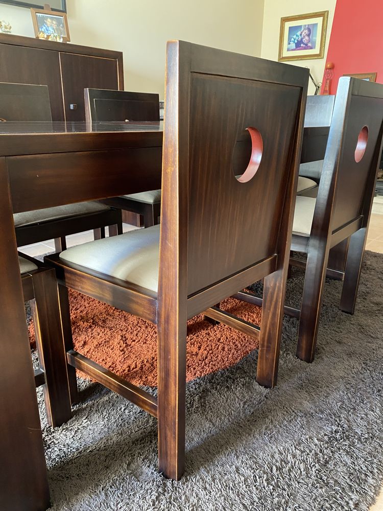 Mesa jantar + 6 cadeiras + tapete