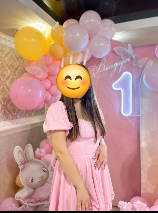 Рожева жіноча сукня. Сукня для мами. Family look на 1 рік.
