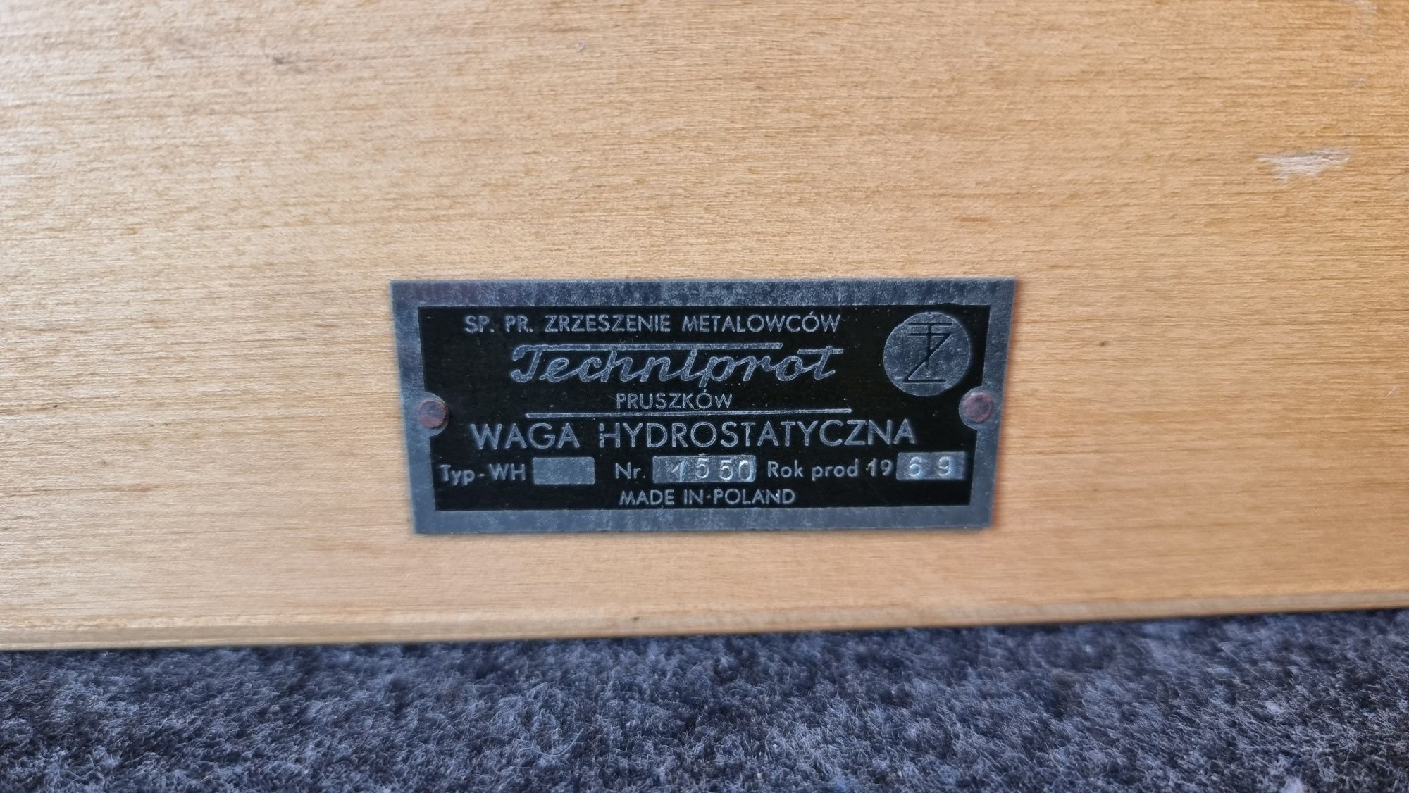 Waga hydrostatyczna TECHNIPROT typ WH, nr 1550, rok 1969, UNIKAT!