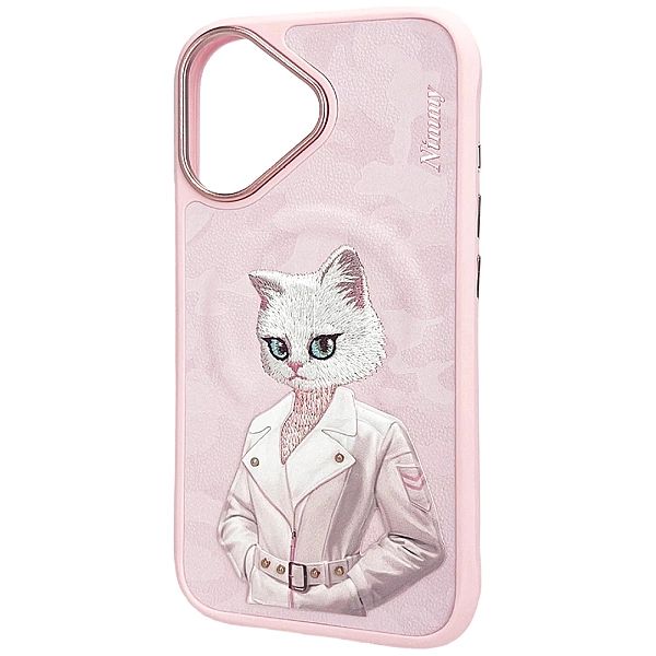 Etui Nimmy Magnetic fashion cute pet MagSafe na iPhone 16 - różowe