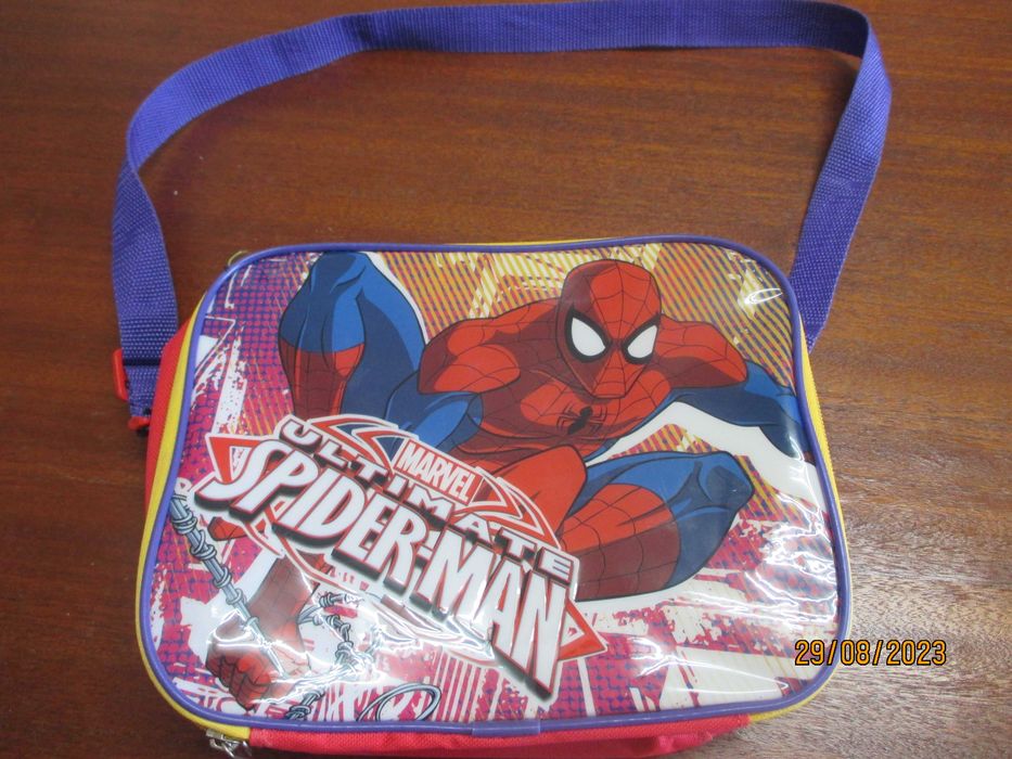 Pequena mochila, saco e lancheira p/ criança do homem-aranha