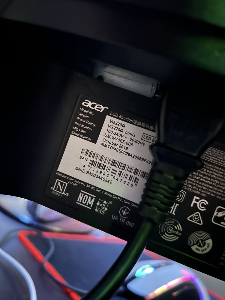 Монитор Acer VG220Q 75 герцовка.