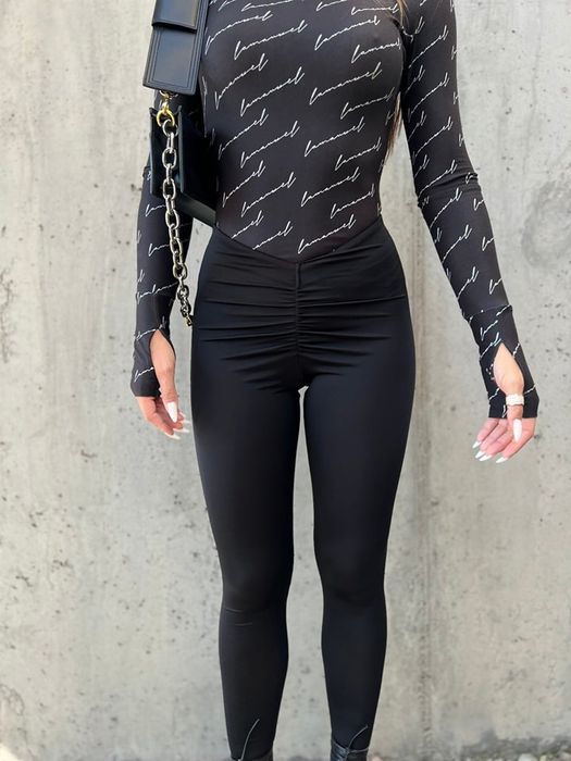 Legginsy damskie La Manuel XS S M czarne beżowe