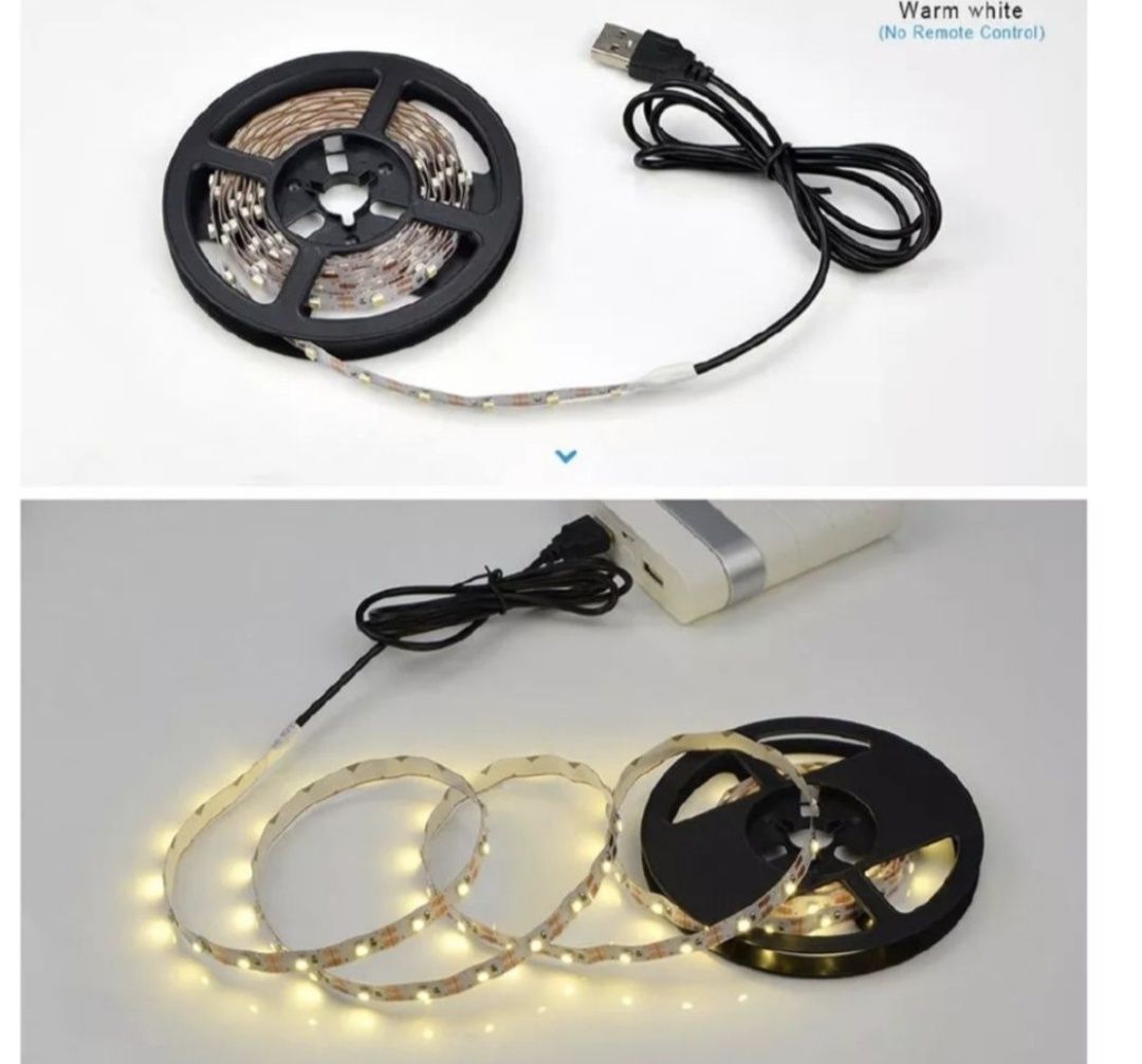 Світлодіодна лед стрічка 5v --5 метрів//12v, USB, яскрава, працює від