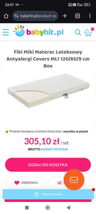 Zestaw mebli dla dzeicka - łóżeczko komoda półki
