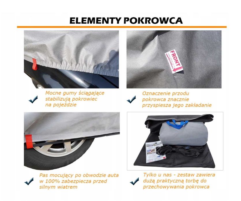 Pokrowiec na samochód PLANDEKA na auto 4warstwy r.XXL sedan +PAS