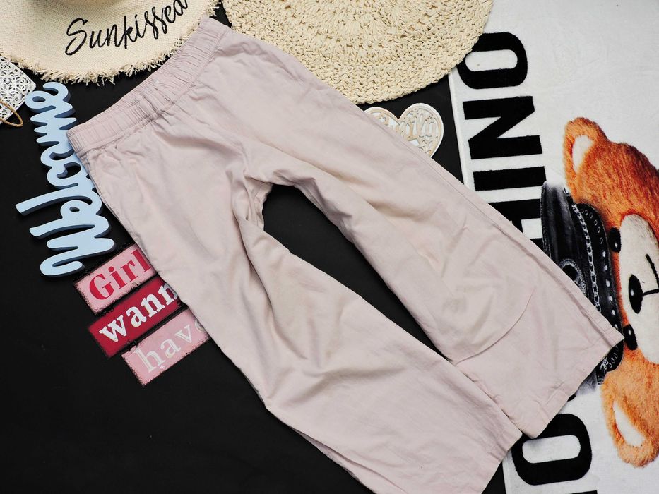 Name It - letnie szerokie spodnie bawełna + len r 146