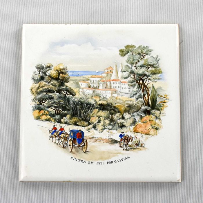 Azulejo da fábrica ARTIBUS paisagem de Sintra em 1839 Por G. Vivian