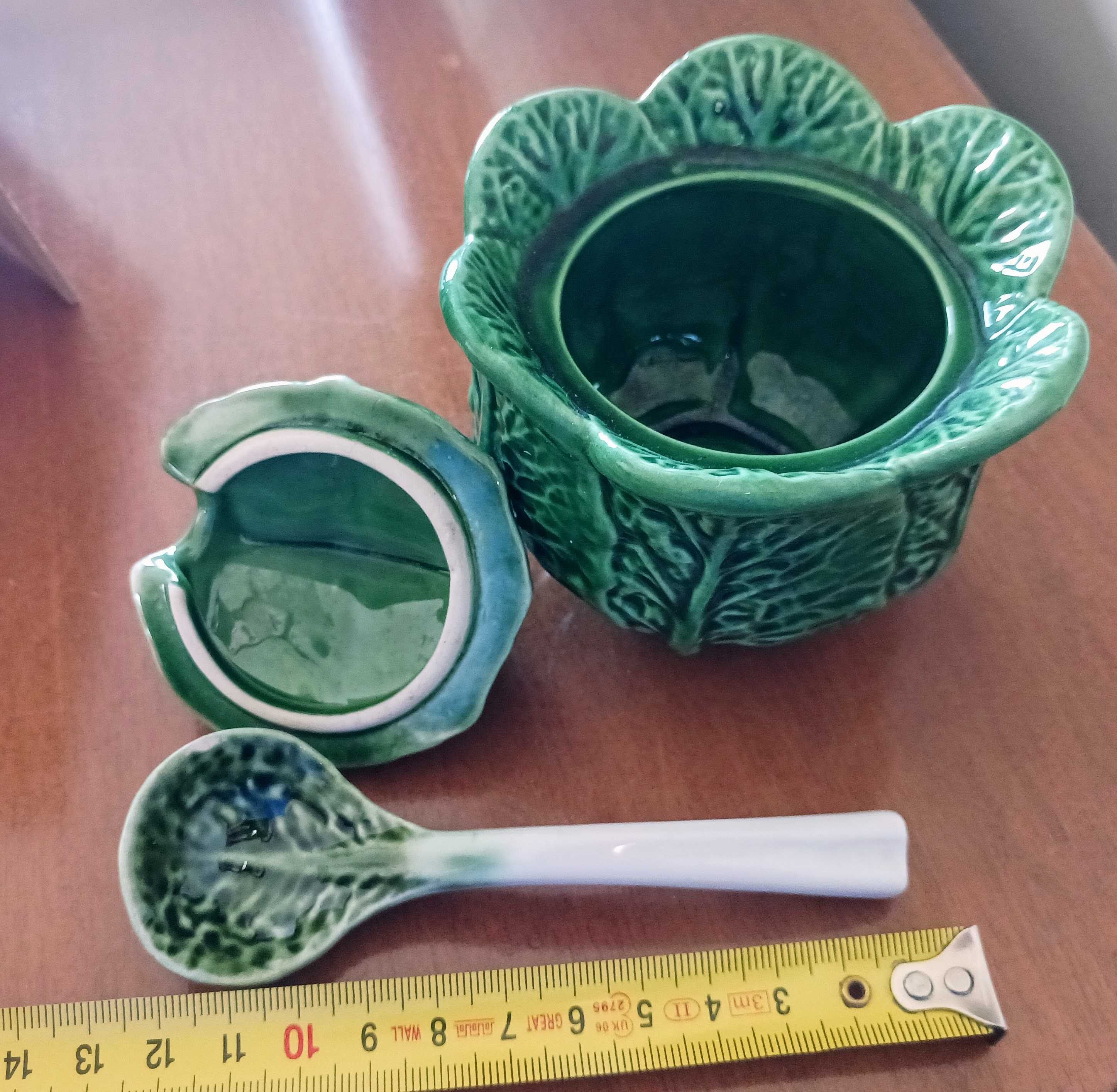 Compoteira/molheira com colher em forma de couve