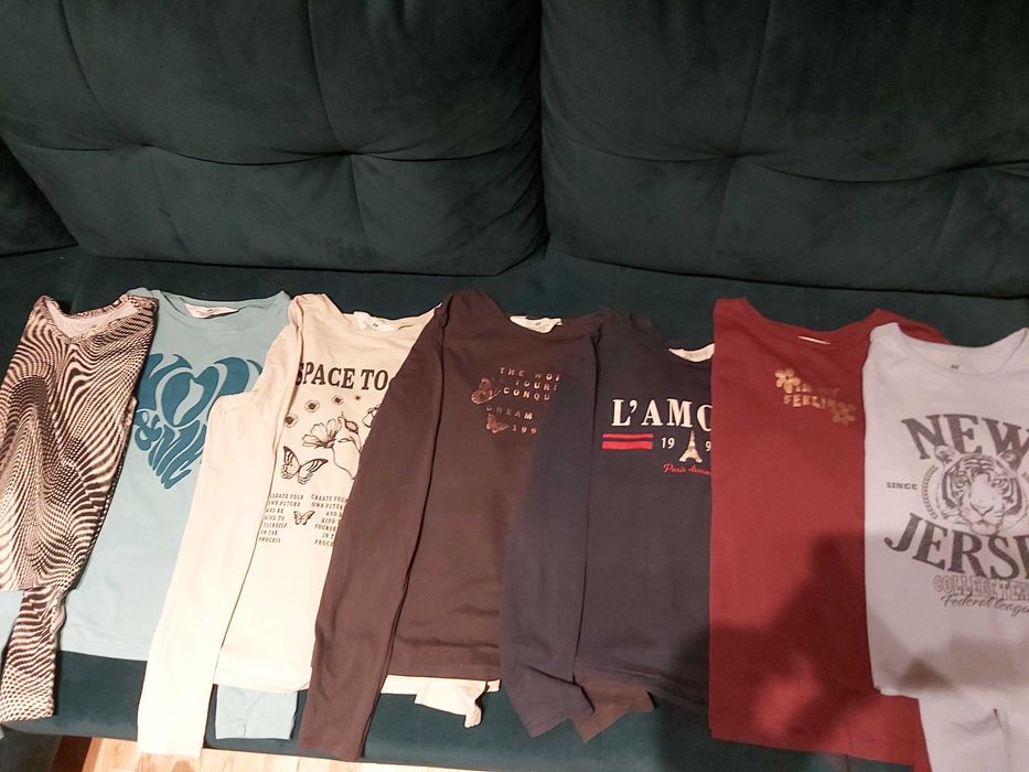 Zestaw 12x bluzka t-shirt długi rękaw hm 146-152