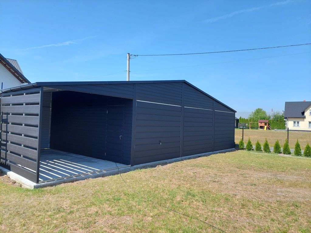 Garaz blaszak 12x6 grafit mat 3m wiata z paneli