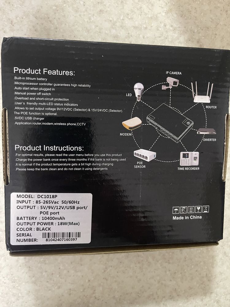 Power bank, UPS для роутера, камери 5V, 9V, 12V, USB ,POE
