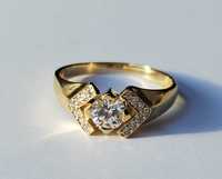 Złoty pierścionek z Brylantami 0,64ct E/Si1 certyfikat IGI, Rozmiar 17
