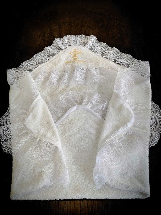 Крижмо покривало подвійне з вишивкою дитяче накидка хрестильна в храм