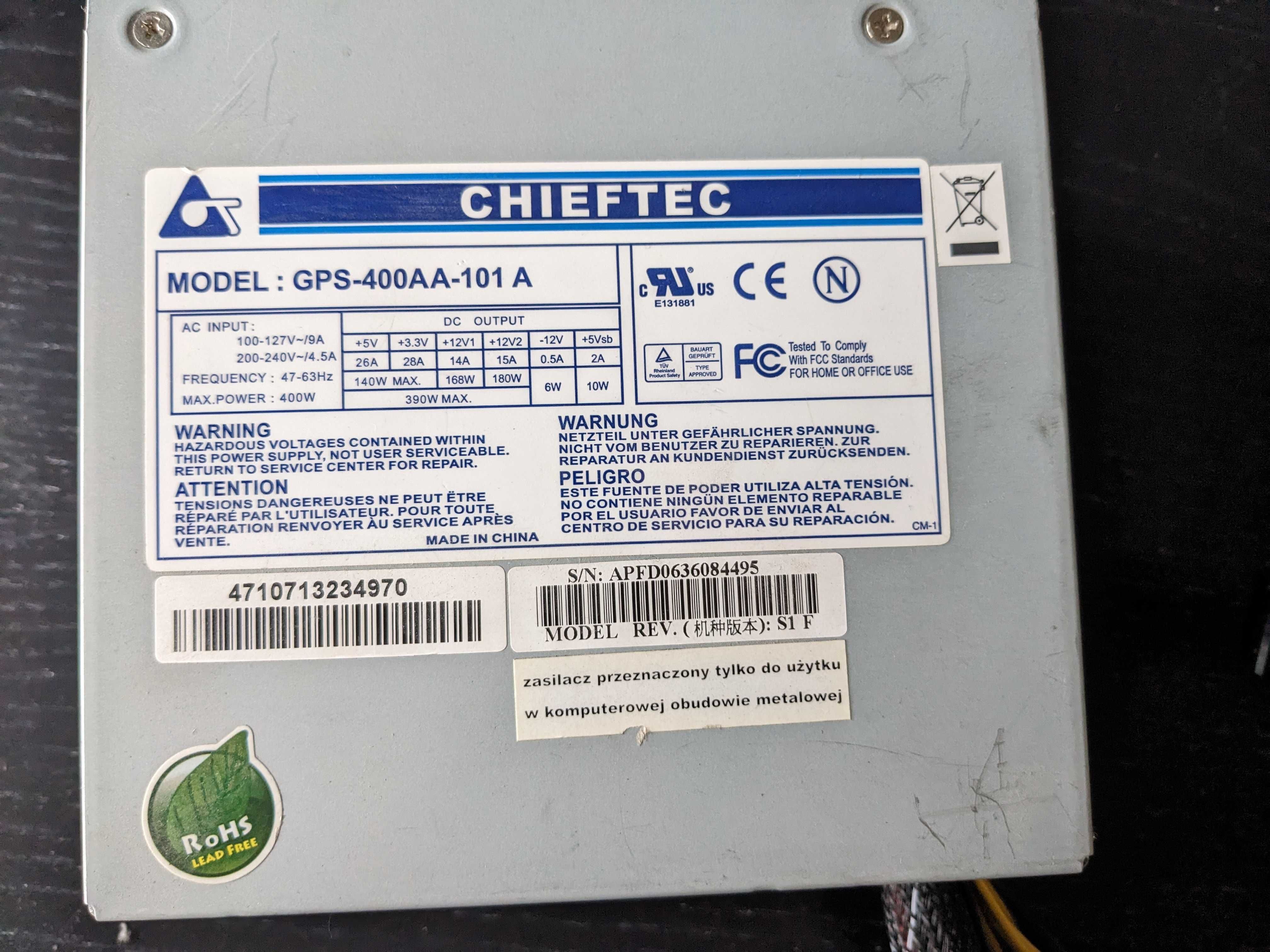 Zasilacz Komputerowy Chieftec 400W