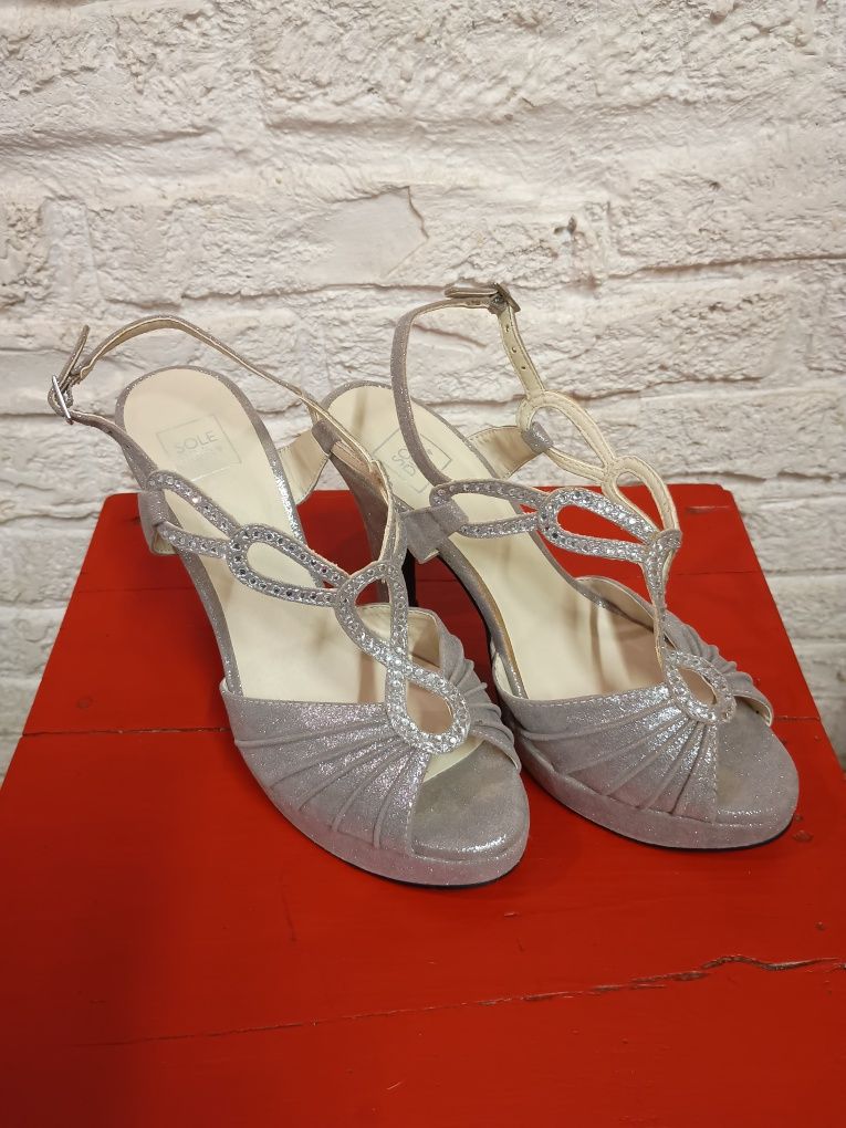Sole diva srebrne buty platforma szpilka obcasy sylwester 36 37