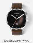 SmartWatch M13. Metalowy, srebrny mat+jasnobrązowy