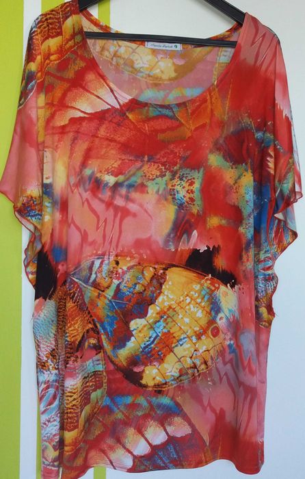 XL(48) Kolorowa tunika o kroju nietoperza Butik (produkt polski)