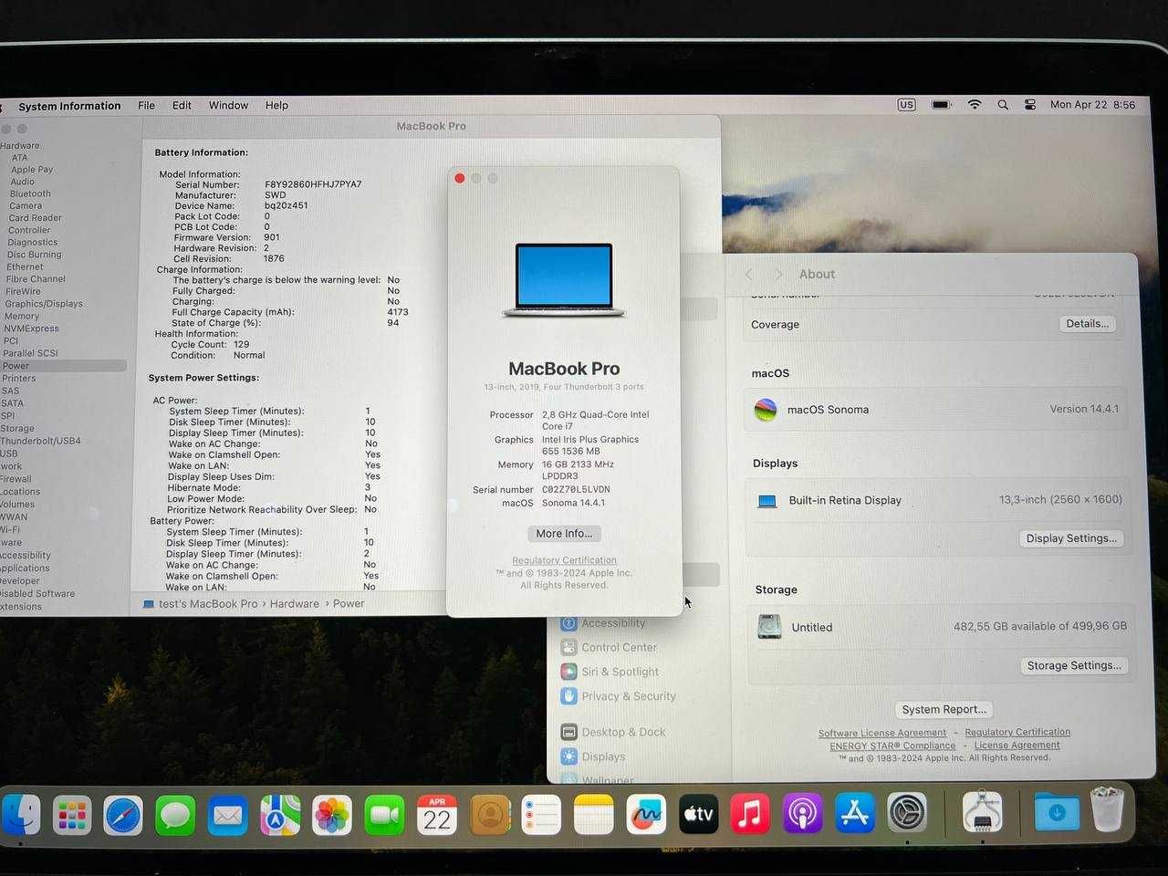 Ноутбук Apple MacBook Pro 13 (2019) A1989 Core i7/16gb/512gb ідеал