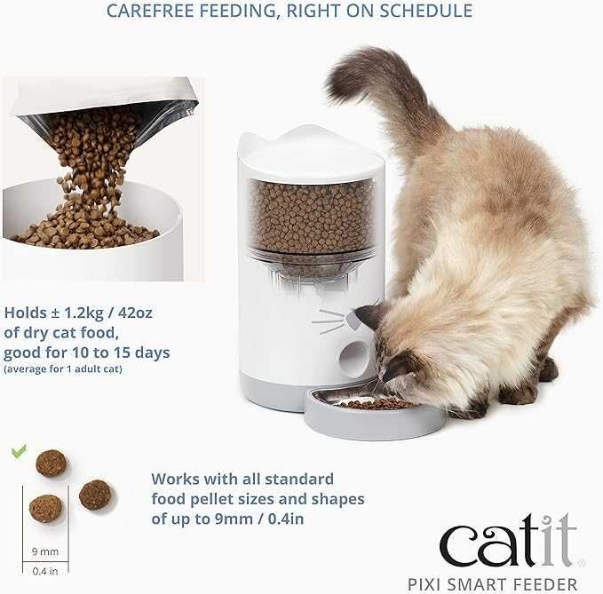 Catit Pixi Smart Dozownik Karmy dla Kota, Biały/Szary, 1.2 kg