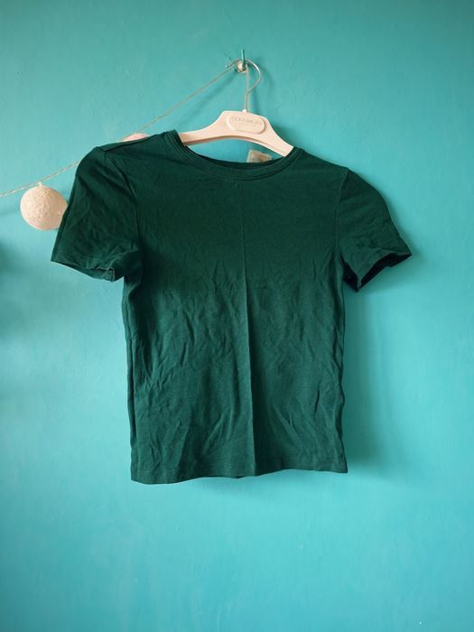 Ciemnozielony top H&M basic XS 34
