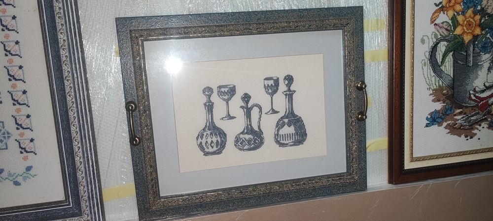Quadro tabuleiro em ponto cruz
