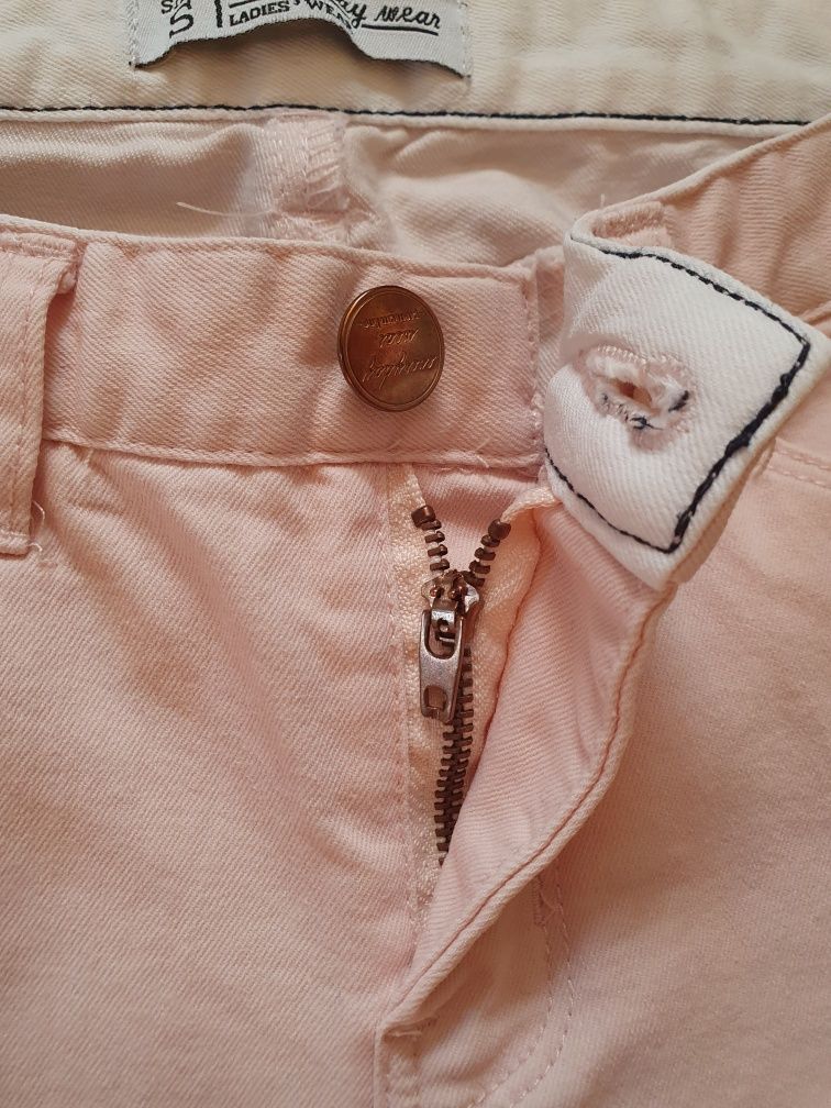 Jeansy pudrowy róż S wysoki stan Everyday wear rurki