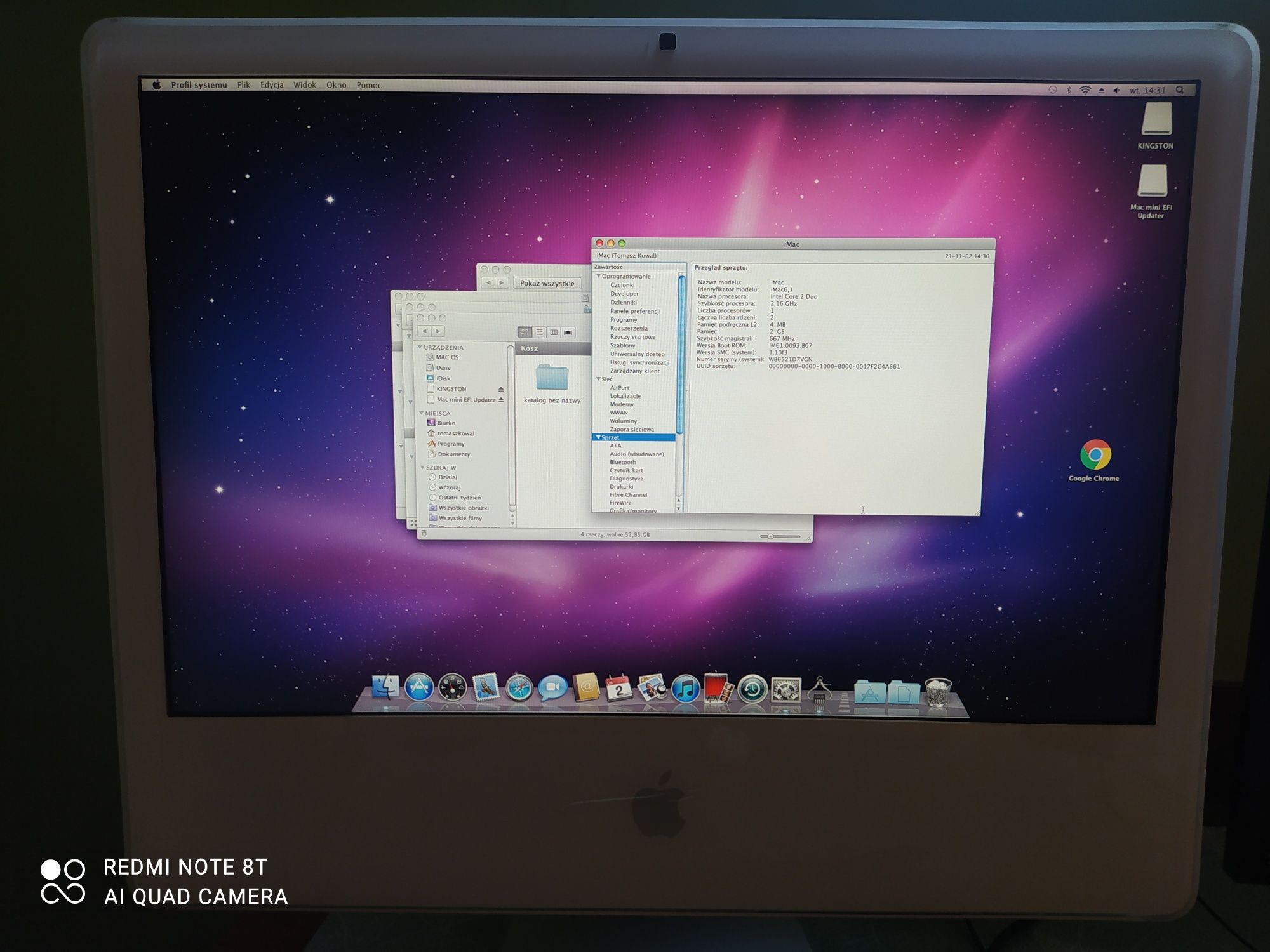 Imac 5.1 24 Cale, Dysk SSD 128GB