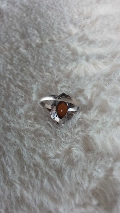 Anel de prata e ouro, vintage, com topázio