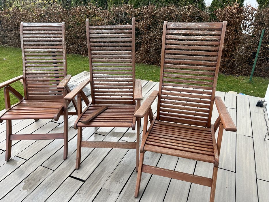 Krzesła ogrodowe drewniane - 6 sztuk do renowacji