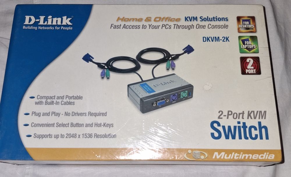 Двопортовий перемикач DKVM-2k клавіатура, монітор та миша