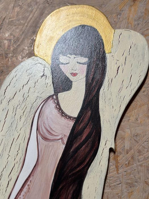 Recznie malowany duży anioł obraz