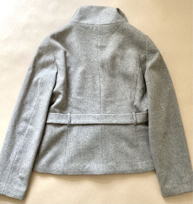 Płaszcz z wiązaniem szary wełniany rozmiar XL 42 H&M