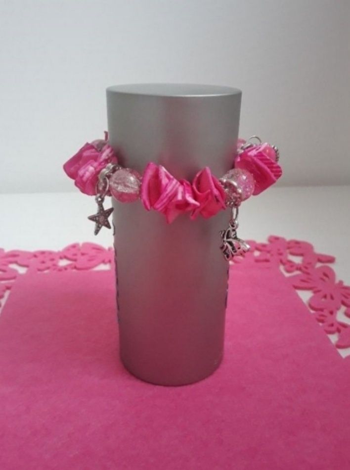 Bransoletka różowa muszle muszelki biżuteria charmsy zawieszki