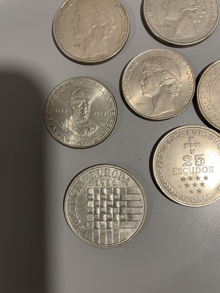 Moedas de 25 escudos - conjunto de 8