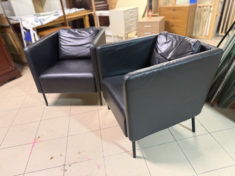 Nowoczesne fotele skórzane komplet 2 sztuki – DOWÓZ DO DOMU