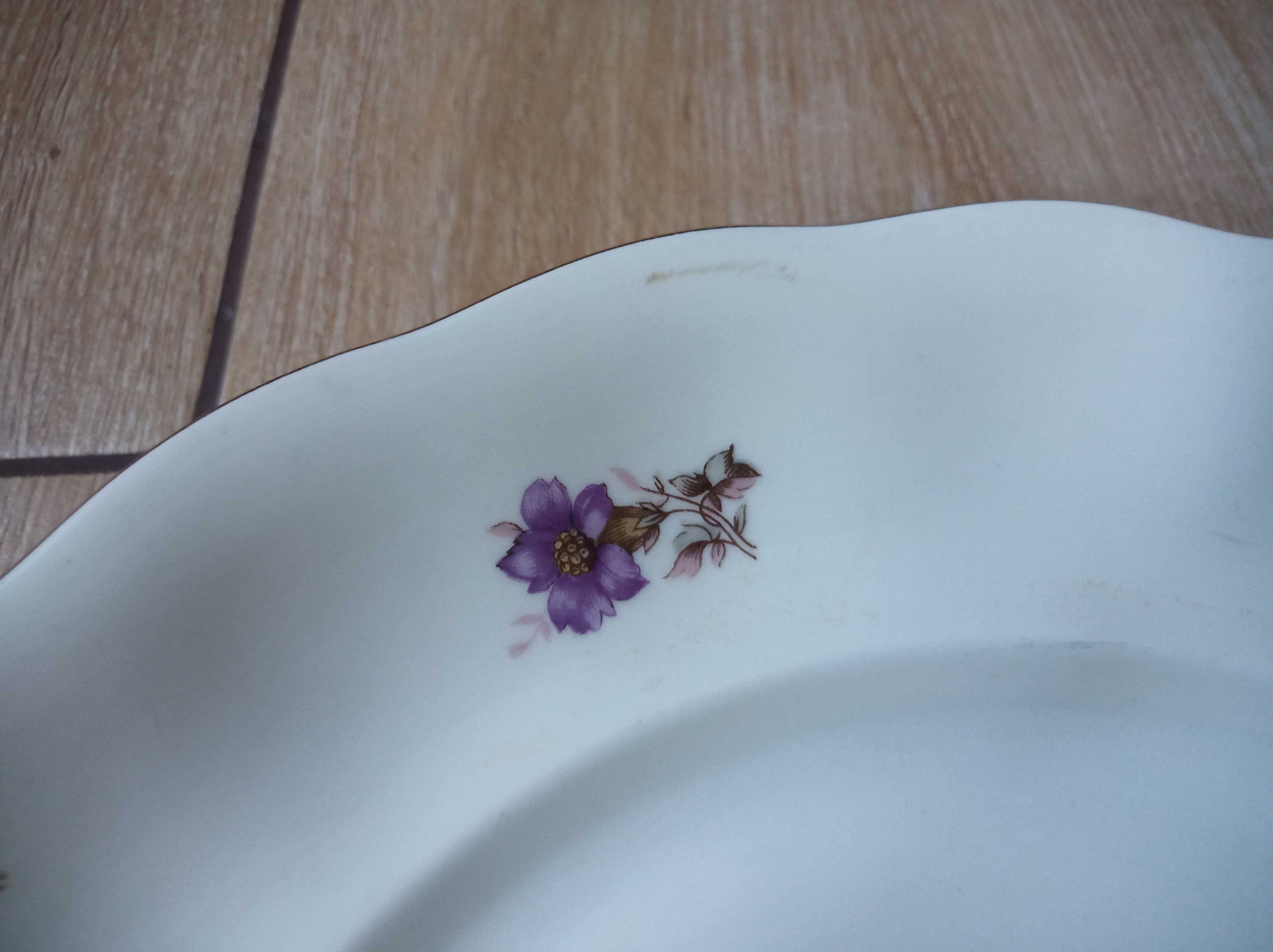 Półmisek patera fioletowe kwiaty Karolina duży talerz kwiatki krokusy