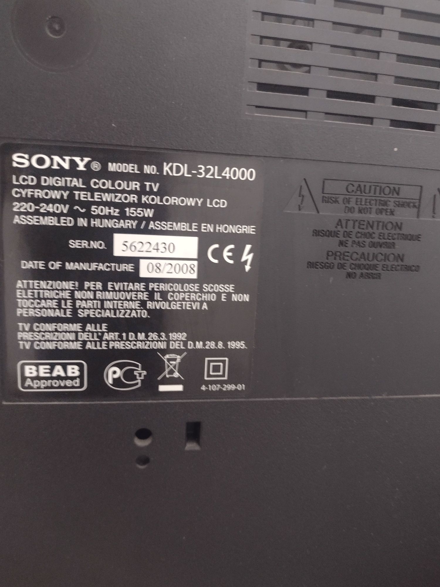 Telewizor LCD Sony  bravia KDL-32 używany podstawka pod Tv. Czesci