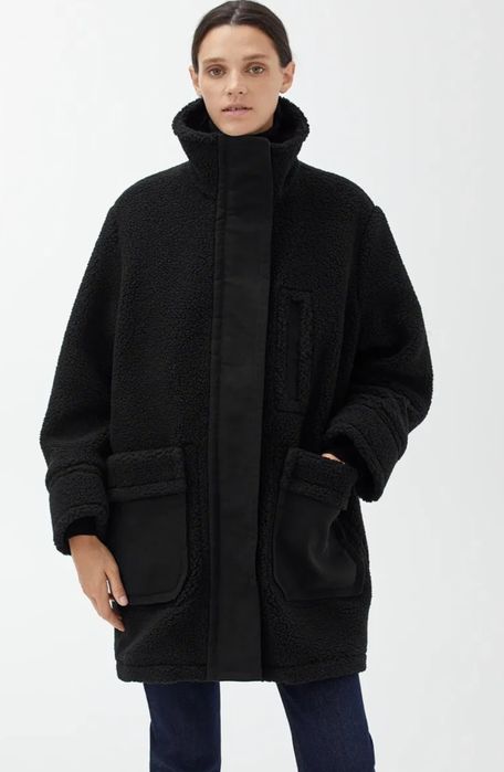 Arket teddy black coat , чорне пальто шуба теді на блискавці 34