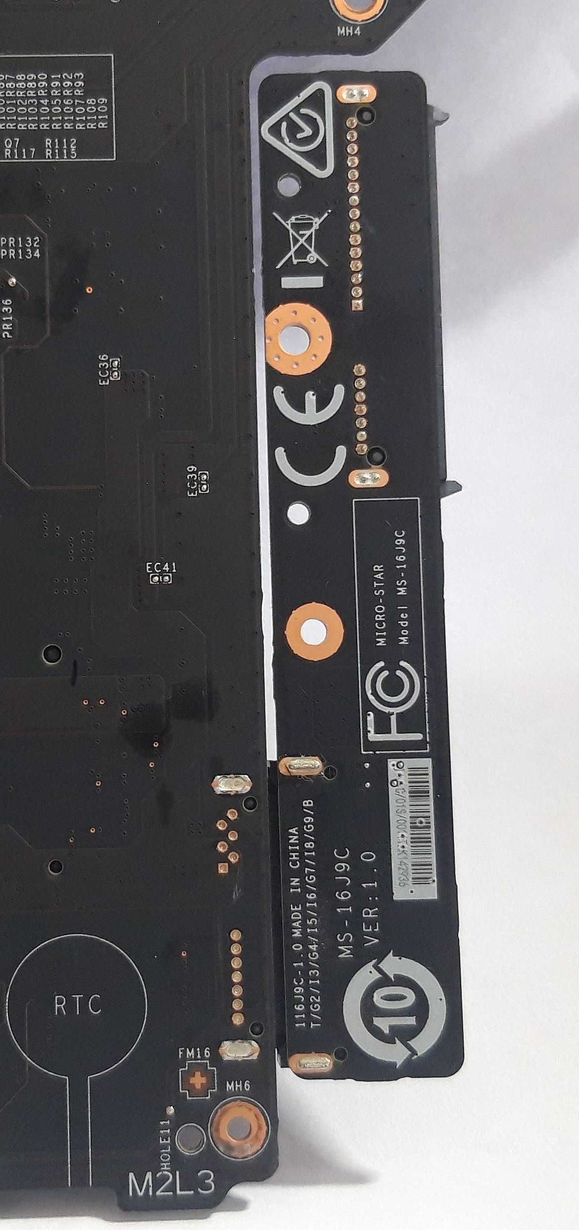 Płyta MS-16J91 Ver: 1.0 i5 GTX-1050 laptop MSI MS-16J9 uszkodzona