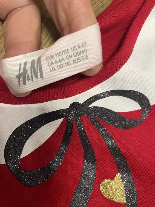 Sukienka świąteczna h&m na 116 cm czerwona